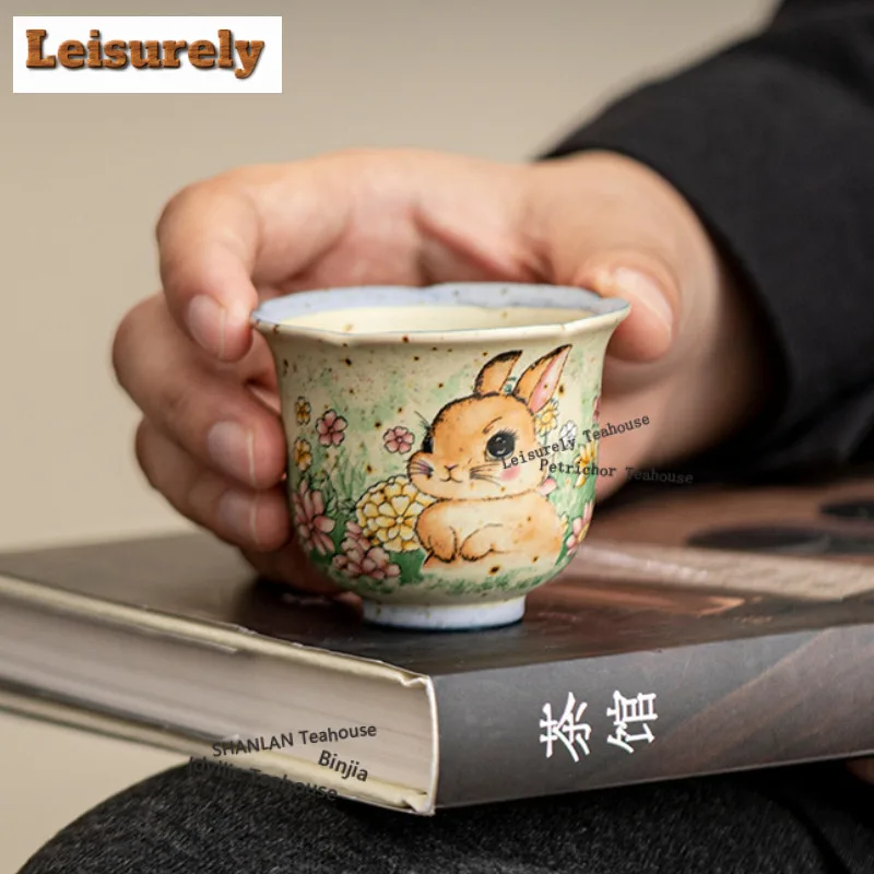 

50 мл карамельная глазурь кролик цветок рот чайная чашка дзен чайная чаша чайная чашка набор чайная дегустация чашка для медитации Jianzhan Master чашки чайный набор