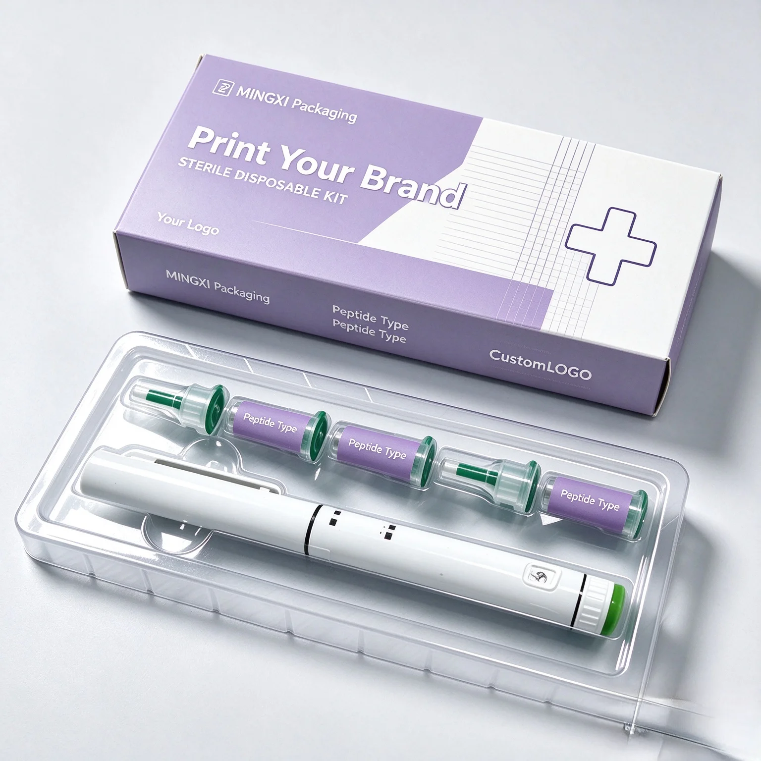 Custom Injection Pen Packaging Box,Printed Foldable Paper Box for Medical Pen Kit and Medicine Packaging