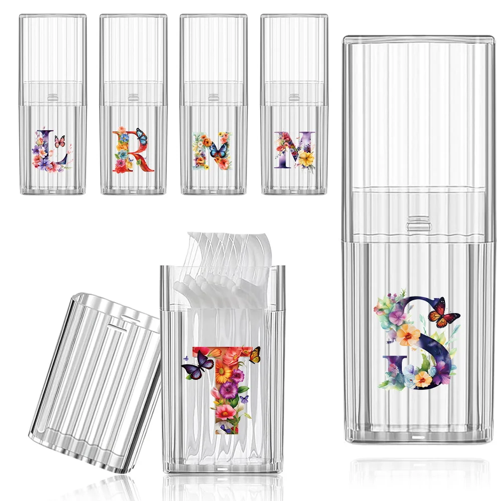 

Dental Floss Box Carry It With You Dental Floss Organizer Case butterfly Letter Pattern Toothpick Woundplast Storage Box