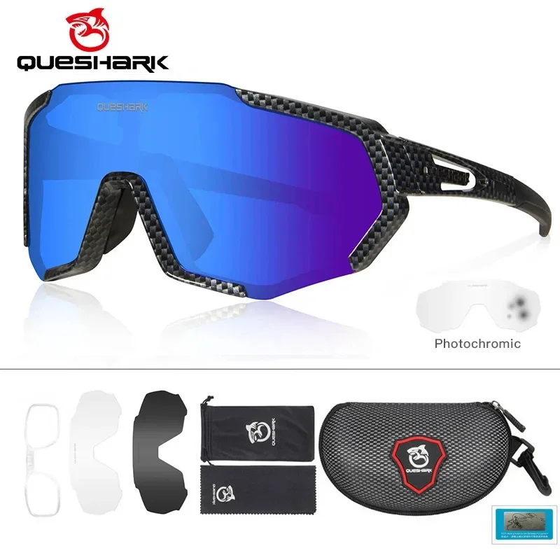

QUESHARK Men Women Photochromic Polarized 4 Lens Set Cycling Sunglasses Sports MTB Bicycle Eyewear Riding Road Bike Glasses QE48