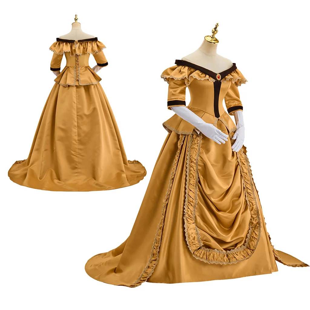 

18th Century Victorian Off Shoulder Long Floor Dress Victorian Afternoon Prom Dress Civil War Southern Belle Bustle Dress