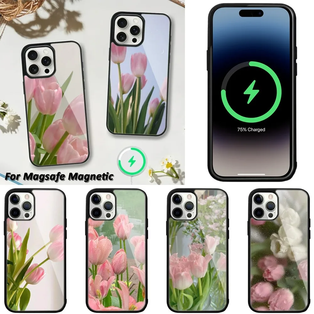 

Tulip Phone Case For iPhone 15,14,13,12,11 Pro Max Plus Cases Wireless Charging