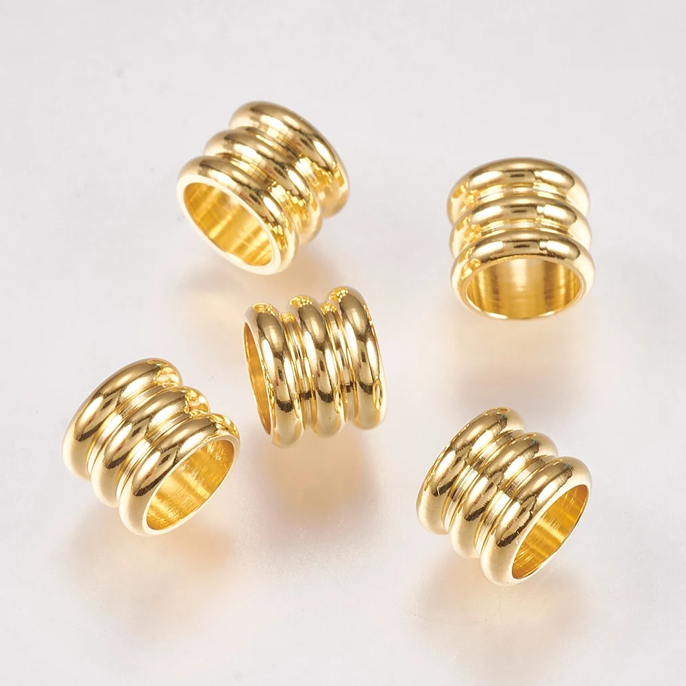 50-100pcs Column 201 Stainless Steel Beads 5/7/8mm Large Hole Spacer Bead for Bracelet Necklace European Beading Jewelry Making