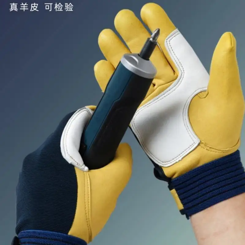 Imagen 4: Guantes de trabajo de piel de vaca para seguridad, trabajo, jardín, deportes, conductores de motocicletas, trabajadores, soldadura, guantes resistentes al desgaste