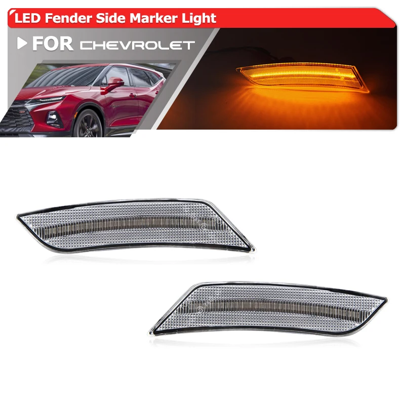 

2x For Chevrolet Chevy Blazer 2019+ Blazer EV 2024+ Front Bumper Full Amber LED Side Marker Lights Auto Fender Flare Lamps