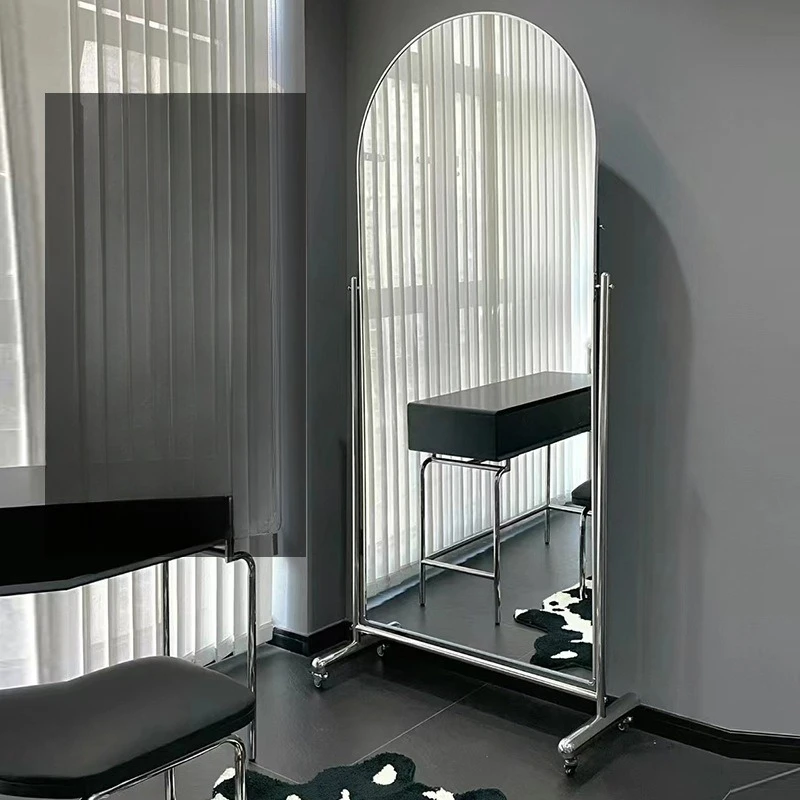 

Mirror Stainless steel full body dressing floor mirror household removable thin beauty fitting mirror
