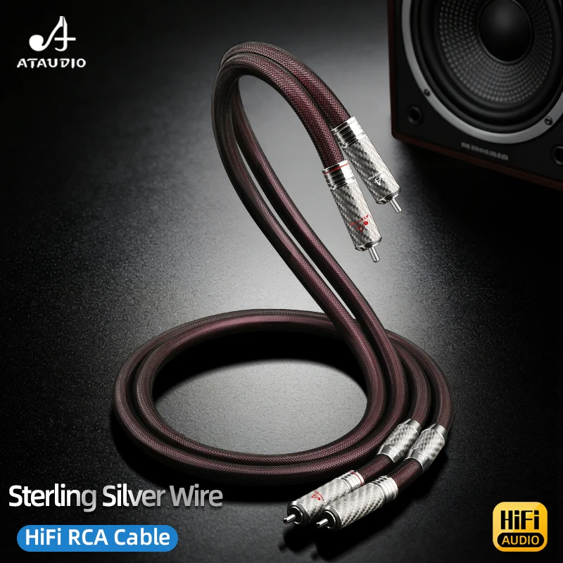 ATAUDIO Pure Silver Hifi RCA Cable High Quality Silver 2RCA Male to Male Audio Cable