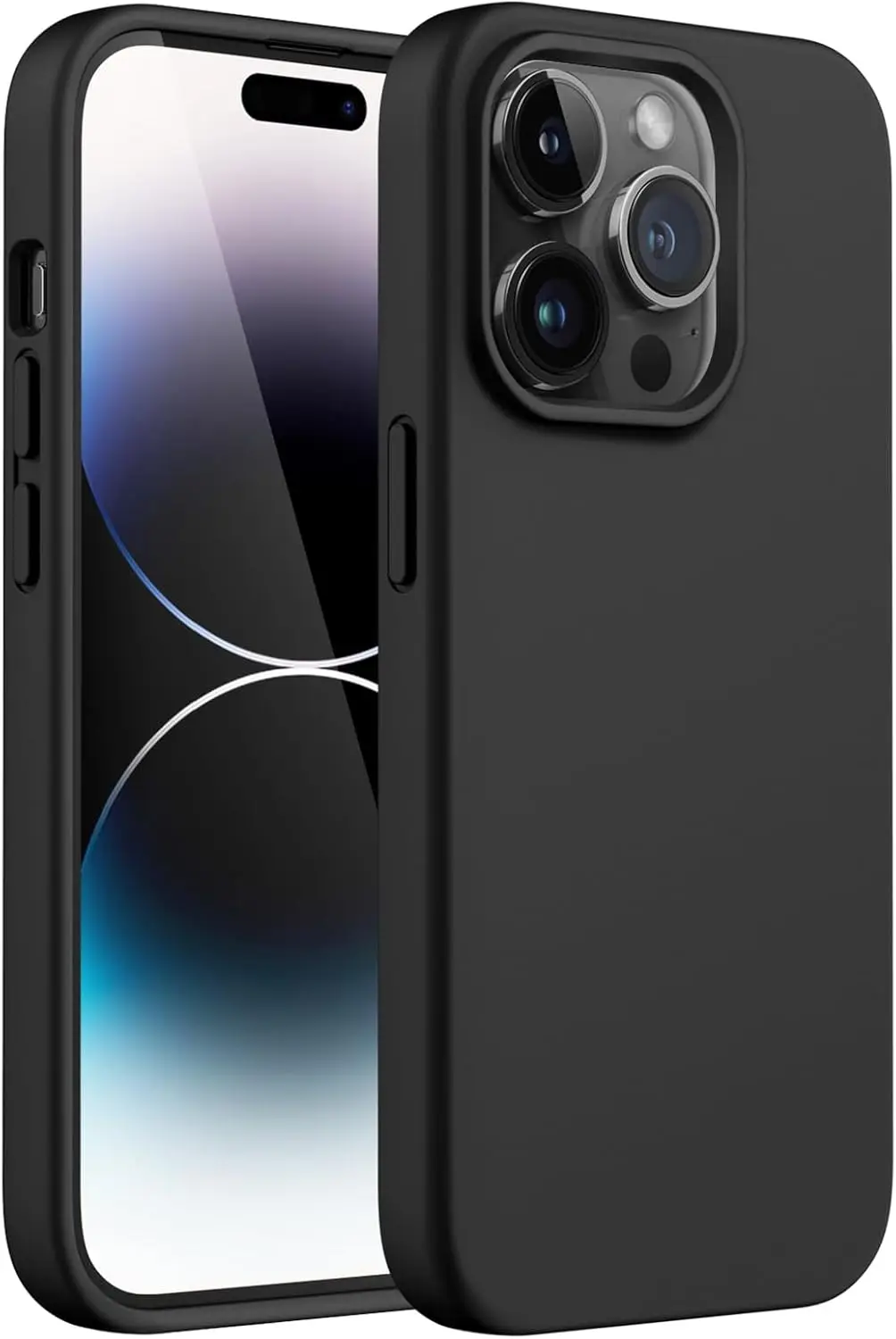 

Silicone Case for iPhone 14 Pro Max 6.7-Inch, Soft Touch Full-Body Protective Cover with Microfiber Lining (Black)