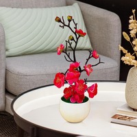 Luxury Silk Plum Blossom Potted Plants Realistic Anti-Fading Floral Decor for Wedding Centerpieces Home Office Table Styling
