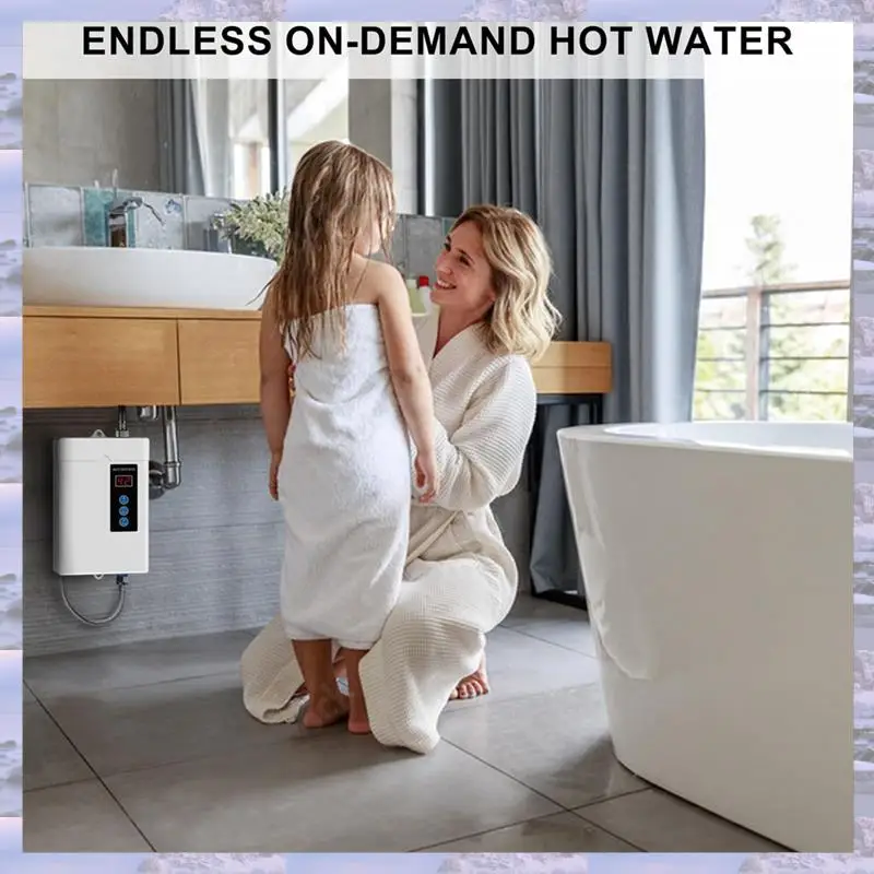 

US Plug,3000W Tankless Water Heater Electric,Instant Hot Water Heater With Remote Control, LCD Touch Screen Water Heat-B Durable