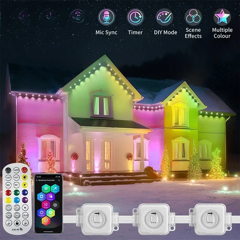 

Permanent Outdoor Lights For House Waterproof Eaves Lights 20M 40LED Smart RGBIC Light String DIY Auto Scene Party Holiday Decor