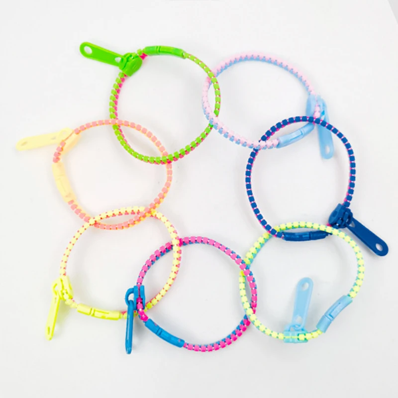 12/60Pc Antistress Zipper Bracelet Autism Hand Sensory Fidget Toys Party Favors for Kids Birthday back to school Goodie Bag Gift