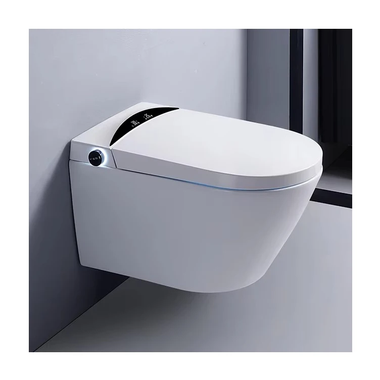 High quality wall mounted ceramic one piece electric intelligent toilet bowl automatic bathroom wall hung smart toilet wc