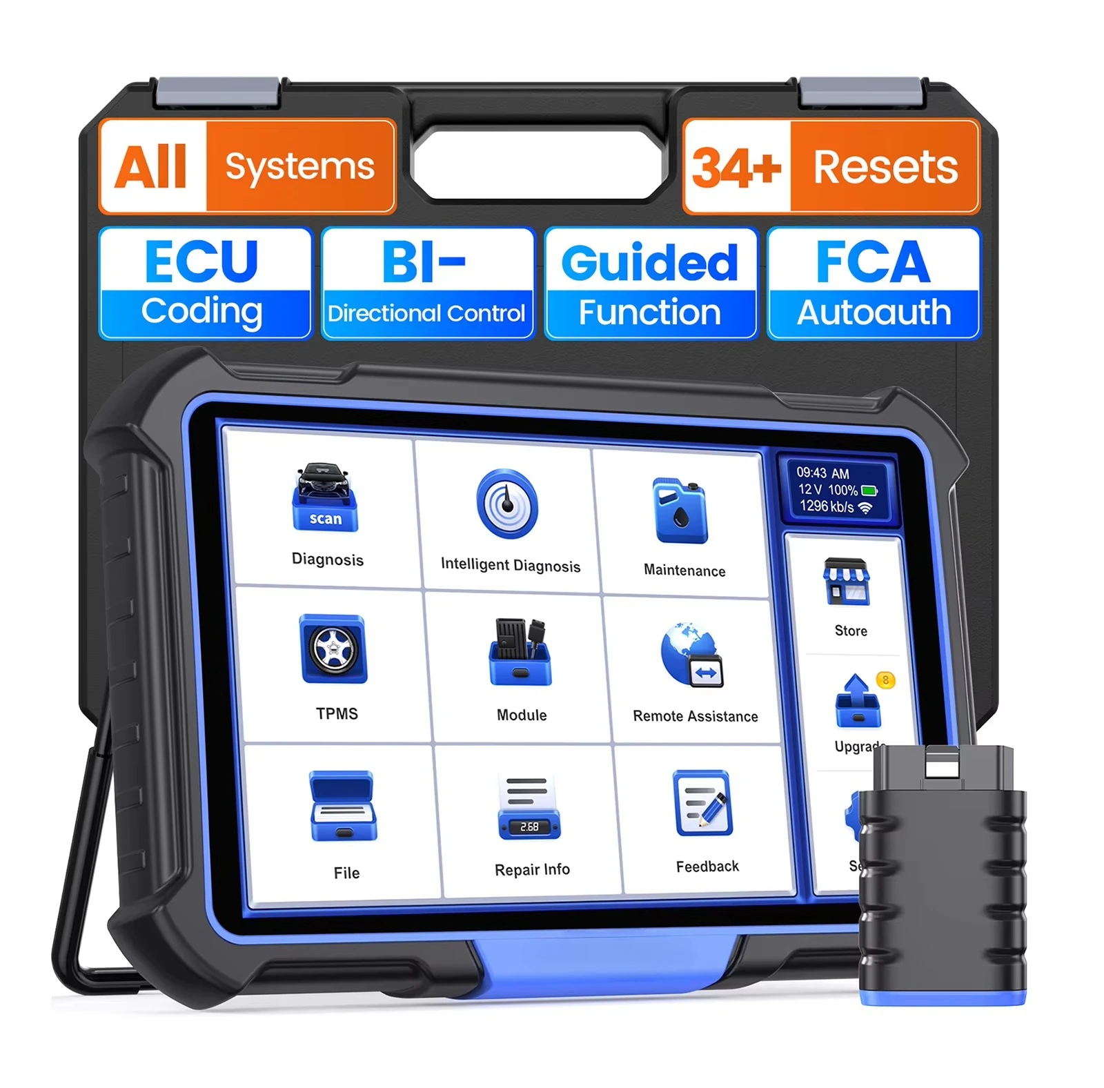 VO8 Professional Diagnostic Tools OE Full System Onboard Diagnostics 2 Scanner 34 Reset Electronic Control Unit 64GB Car Tools