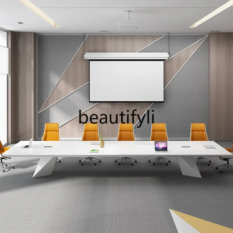 Conference Table Lacquered Simple Modern Meeting Room Discussion Training White Conference Table