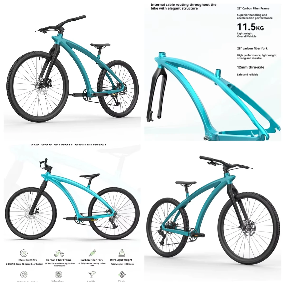 

Zuimi High-end Carbon Fiber Mountain Bike Double Hydraulic Disc Brake Outdoor Riding 12-Speed Downhill Mountain Lightweight