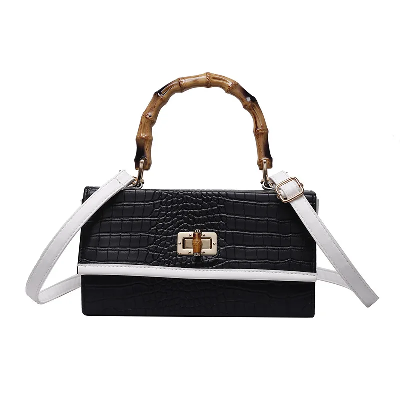 

2025 Designer-Inspired Square Bag with Bamboo Accent - Versatile Shoulder & Handheld Purse, Minimalist Daily Tote