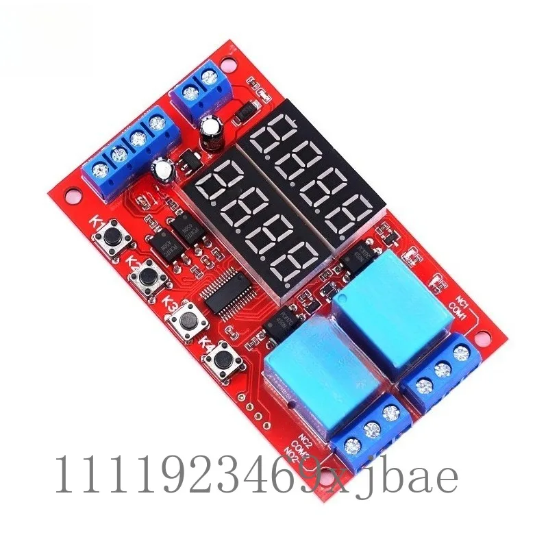 2‑Way Delay Time Relay Module, 5V 12V 24V Programmable Optocoupler Isolation Pulse Cycle Power‑off Trigger