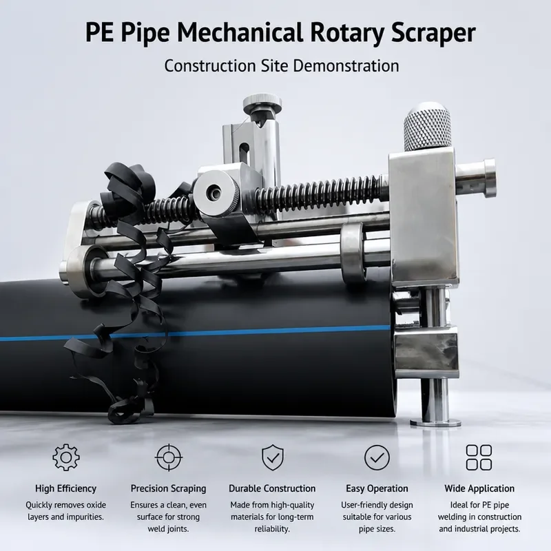 Rotary Scraper Tool 63-400mm HDPE Pipe Surface Cleaning Deburring Oxide Layer Removal for Fusion Welding