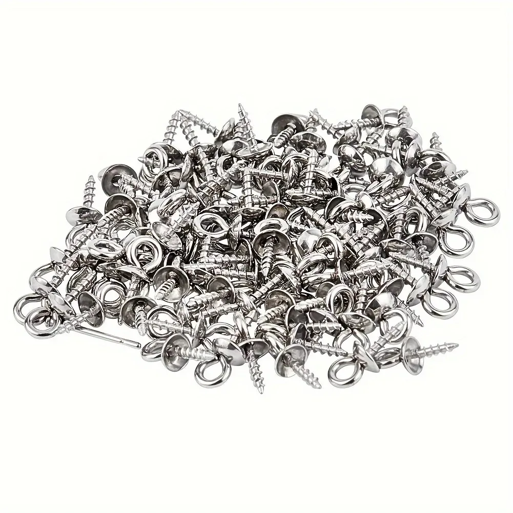 100pcs 10x4mm Stainless Steel Tone Screw Eye Pin Bails Top Drilled Beads End Caps Pendant DIY Charms Connectors Jewelry
