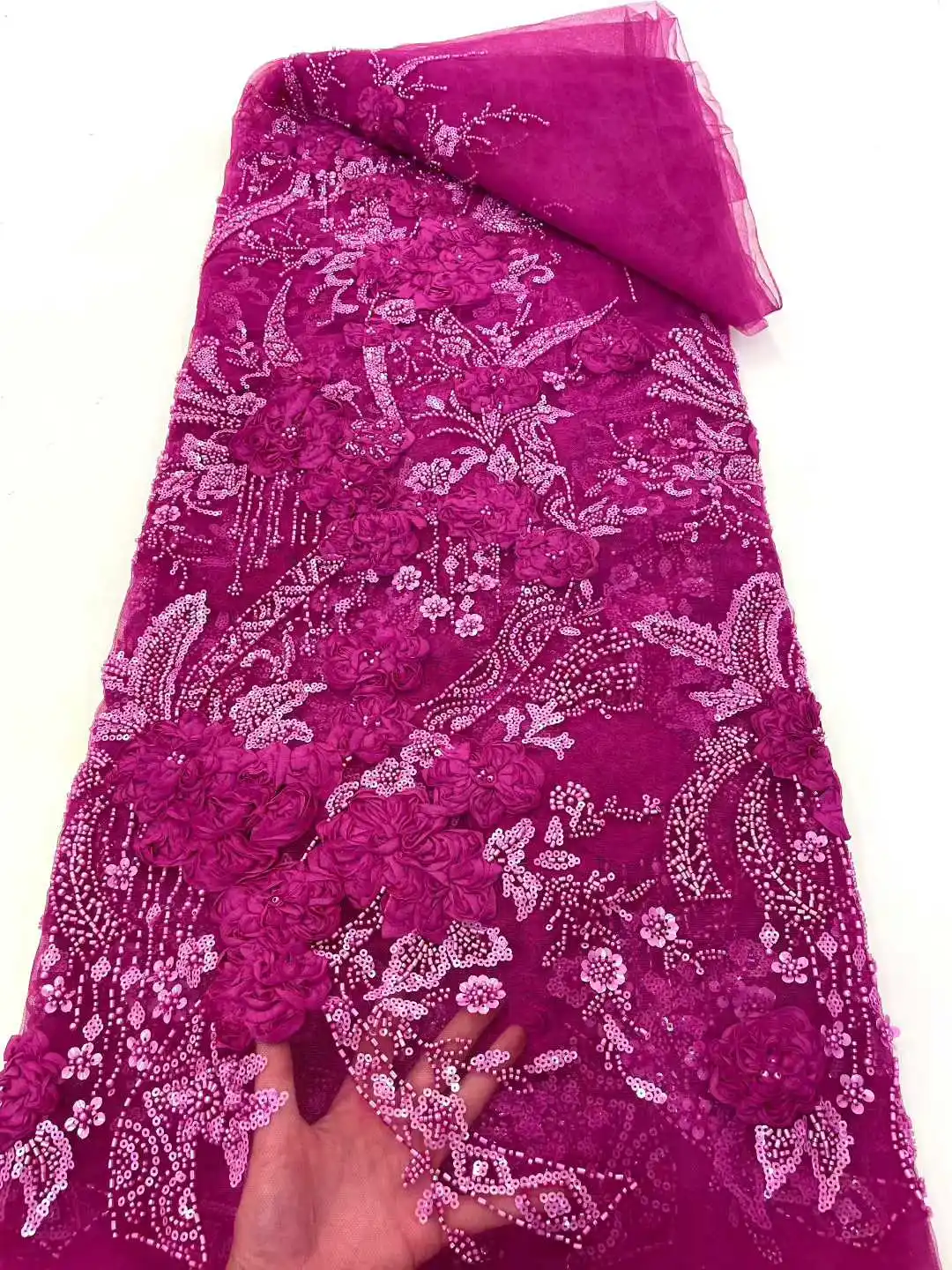 الأبيض مطرز أقمشة الدانتيل جودة عالية المطرزة الدانتيل 2024 الأبيض بيردال الدانتيل ثلاثية الأبعاد زهرة الدانتيل النسيج لفستان الزفاف