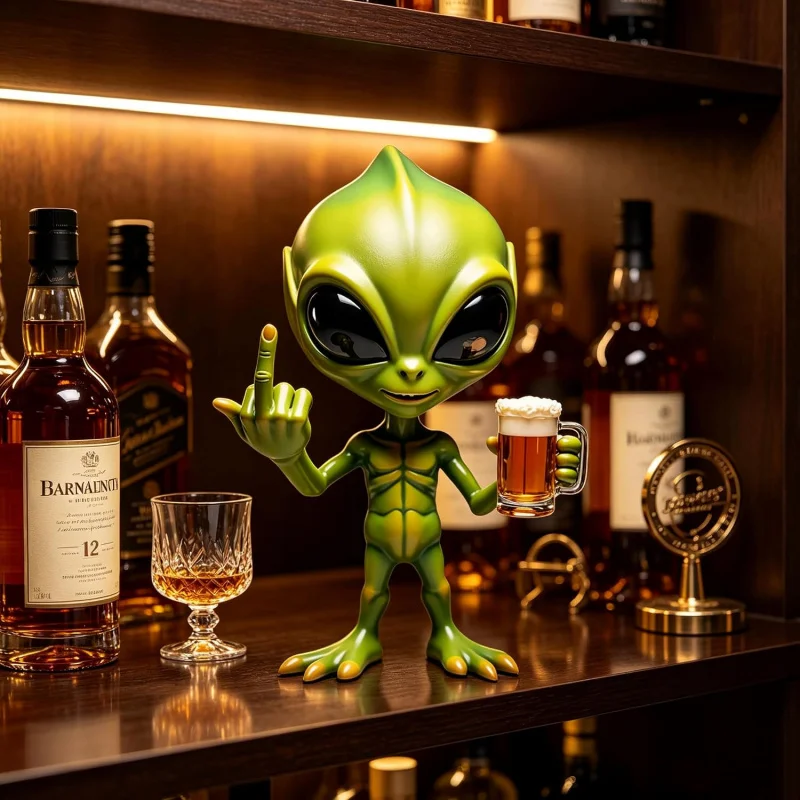 Funny Alien Statue, Desktop & Garden Sculpture, Home Decor Ornament Gift