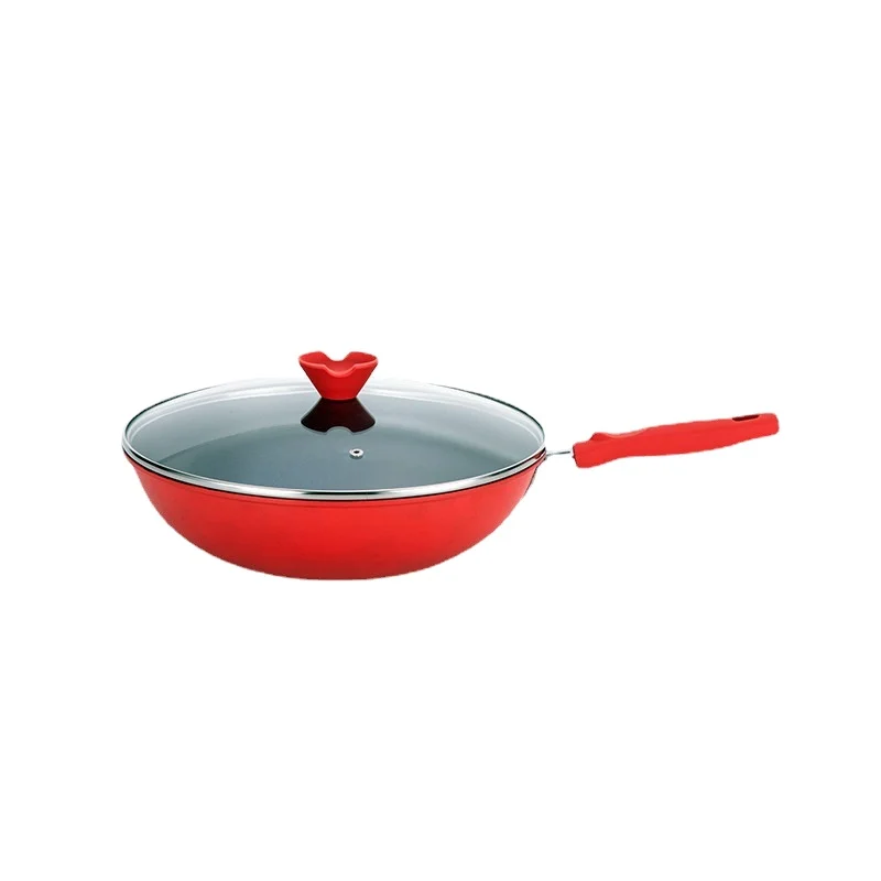 Red Non-stick Wok Pan | Smoke-free | Temperature Control | Color Changing | Gift Box Packing | Suitable for All Stovetops