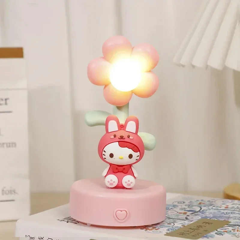 Sanrio Night Light Kuromi Hello Kitty Kawaii Sun Flower Modeling Desk Lamp Anime Cartoon Desktop Decorations Room Lighting