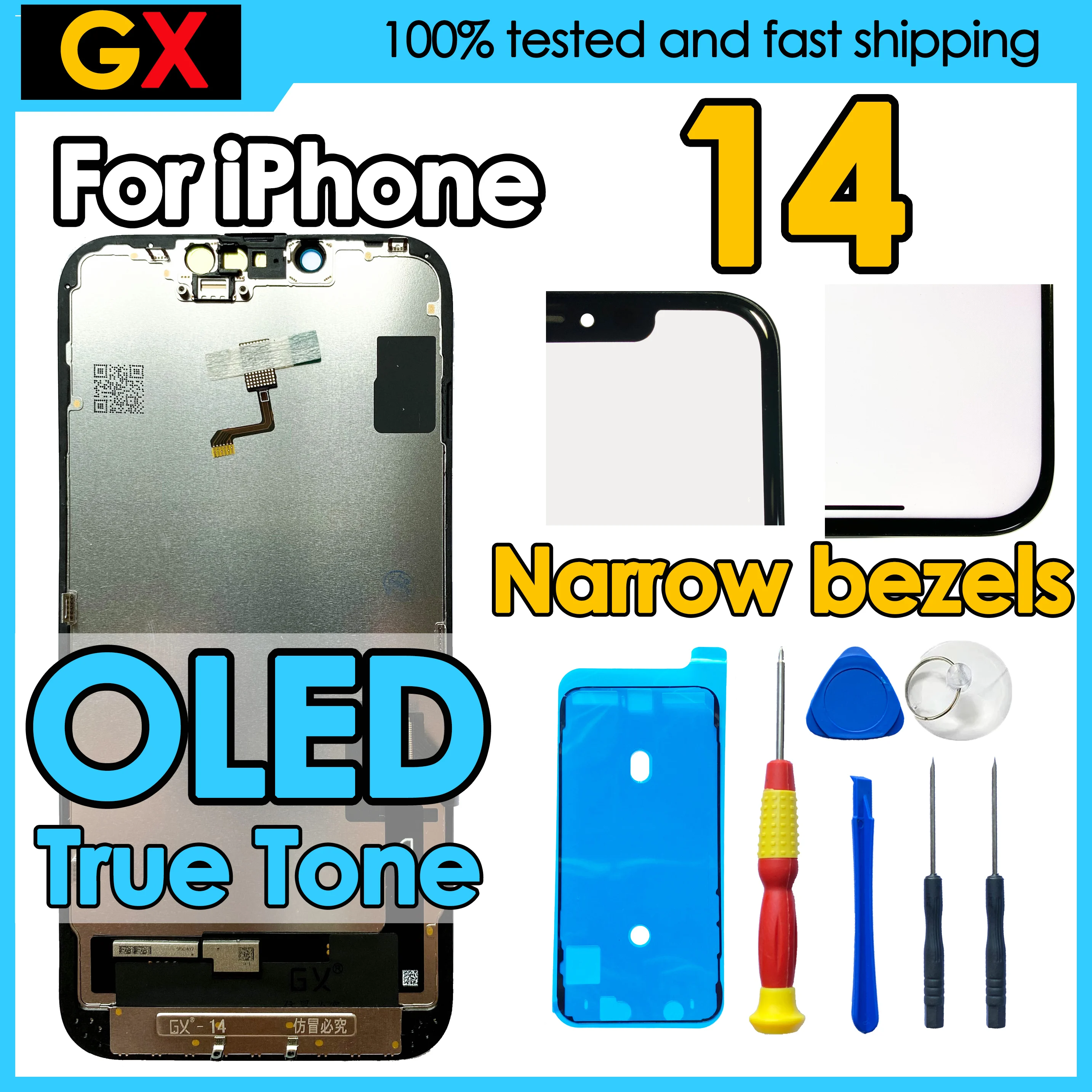 180 Tage Garantie GX OLED für iPhone 14 Bildschirm Ersatz Display Touch Digitizer Montage LCD Reparatur Kit Großhandel True Tone