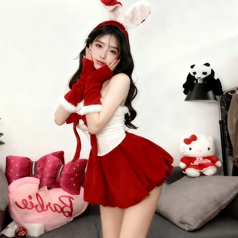 

Sexy Women's Halloween Performance Costume Set with Chest Pad New Year Sweet Popular Christmas Outfit Three in One Deal