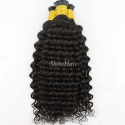 30 Inch Deep Wave I Tip Hair Extensions Natural Balck Real Human Fusion Bulk Braiding Curly Clip in Hair Bundles deal Wholesale