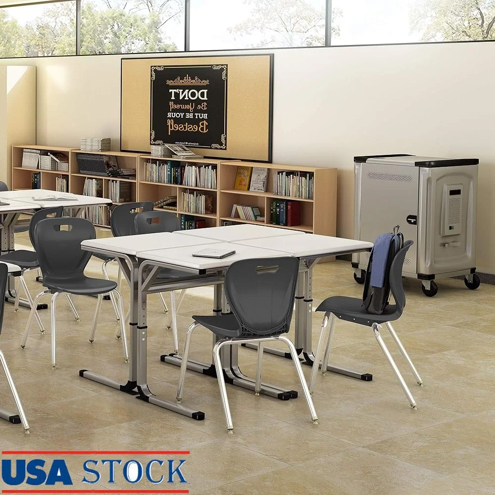 

Stacking Classroom Chairs Set of 4 Heavy-Duty Contoured Seats Non-Marring Nylon Glide Ideal School Seating 1st to 2nd Grade