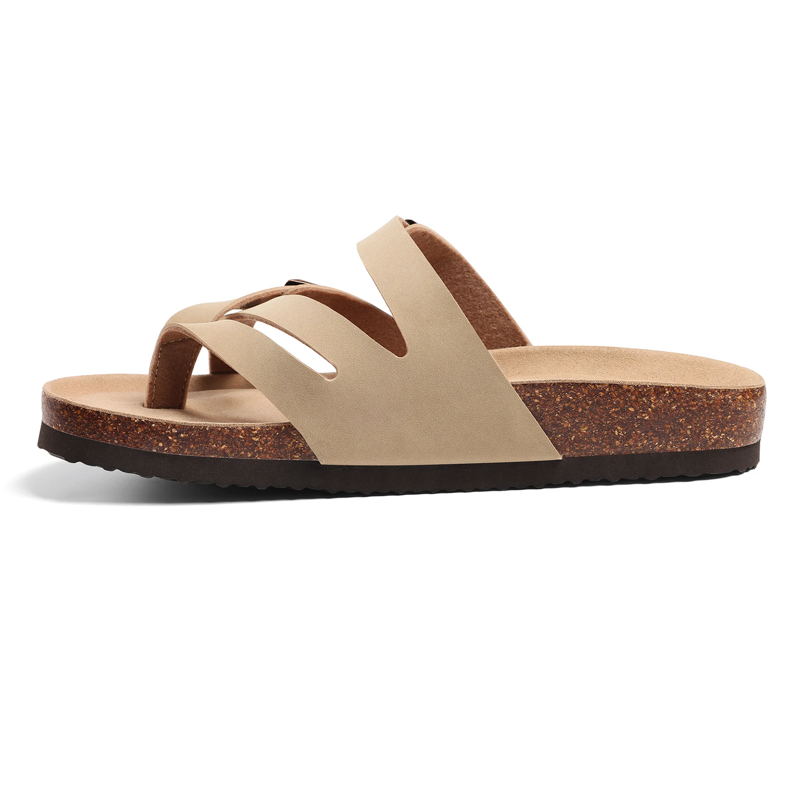 Litfun Anti-slip Women's Sandals With Arch Support Fashion Outdoor Open Toe Slides Cork Insole Slippers With Adjustable Buckle