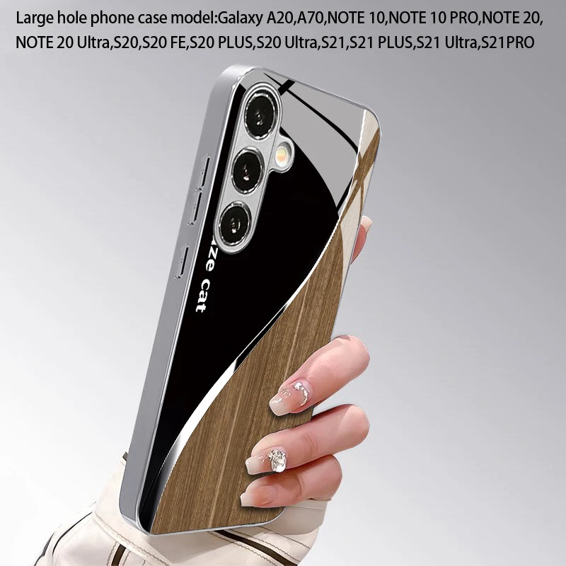 2D Simple Cat Pattern Mobile Phone Case for Samsung S26 S25 S24 S23 S22 S21 S20 A56 A36 A16 - Glass Protective Cover view 3