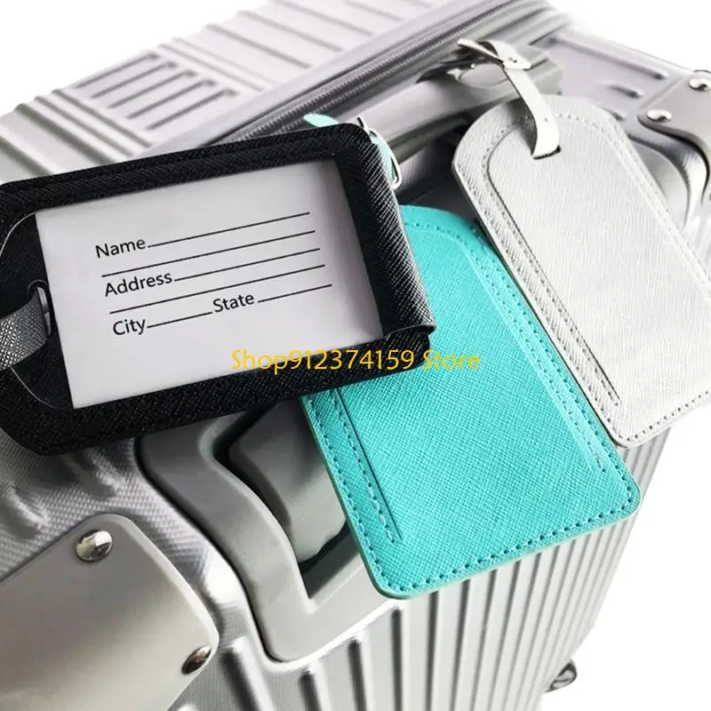 

G5AE PU Leather Luggage Tags Identification Suitcase Tag for Women Men Wedding Gift