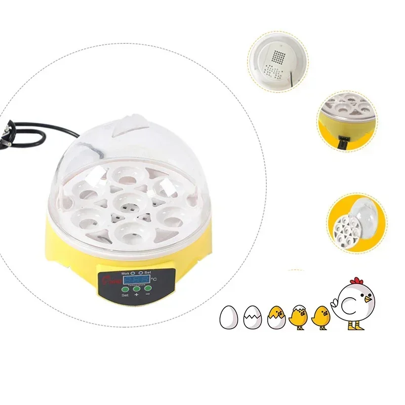 7 Eggs Capacity Incubator Brood Machine Mini Egg Incubator Chicken Duck Egg Hatcher Electronic Automatic Incubator Brooder Tools