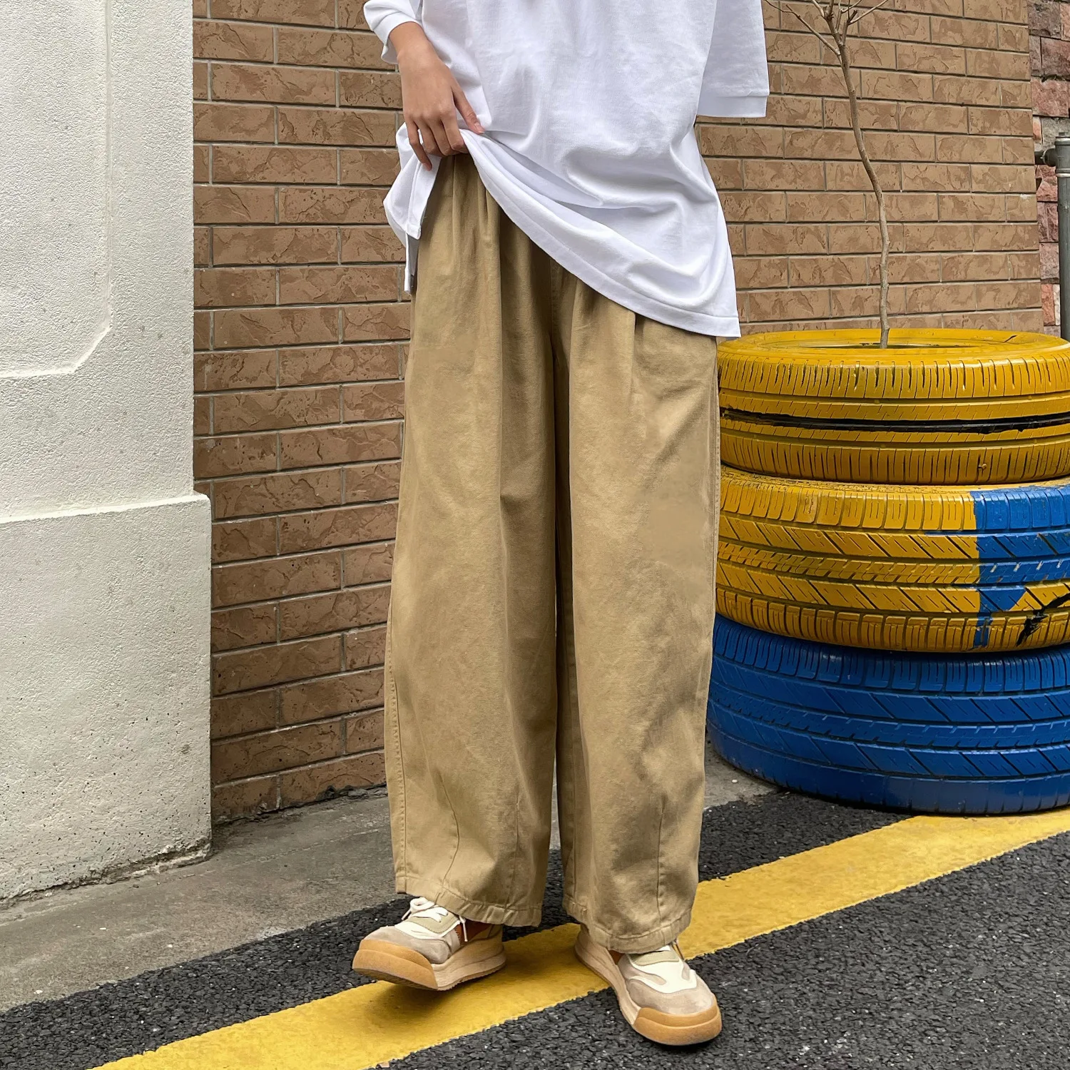 Japanese-style Retro and Fashionable Work Pants for Men Straight Loose Wide-leg Pants High-street Trendy Brand Casual Long Pants