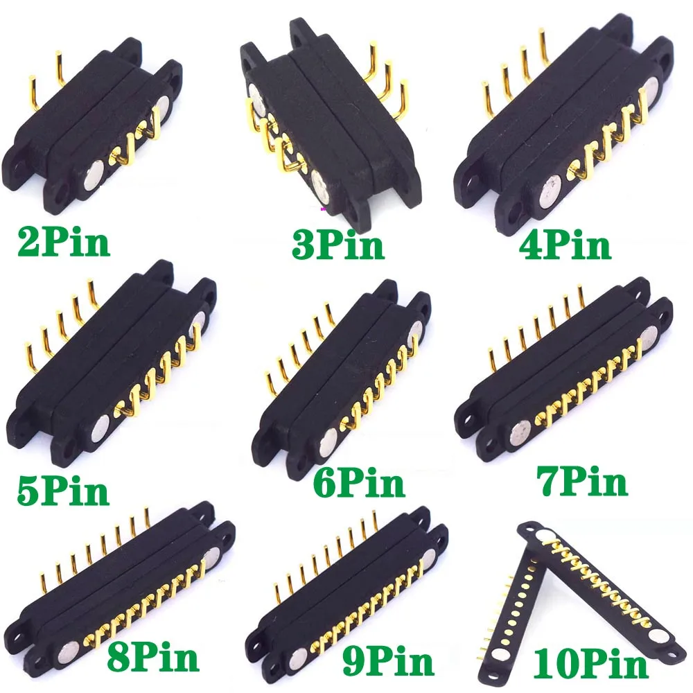 

1set 2 3 4 5 6 7 8 9 10P With ear bending needle DC Magnetic Pogo Pin Connector Pogopin MaleFemale Spring Loaded DC Power Socket