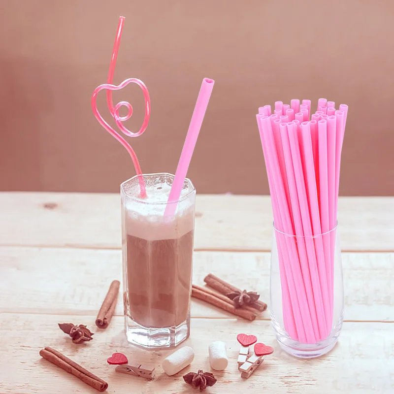 10Pcs Pink Red Heart Shape Mouth Disposable Straw Bachelorette Party Drinking Straw  Wedding Birthday Party Tableware Supplies