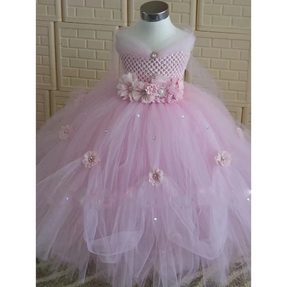 Flower Girl Princess Dress Kid Party Pageant Wedding damigella d\'onore Tutu abiti rosa lavanda bambini vestito per ragazze