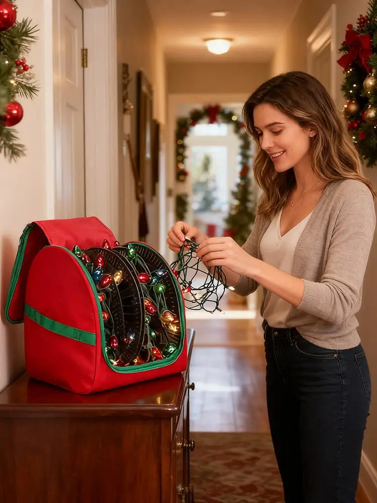 Christmas LED Light Storage Box Oxford Bag For Christmas Decoration Holiday Storage Bag With U-zipper ( Without PP Circle+LED)