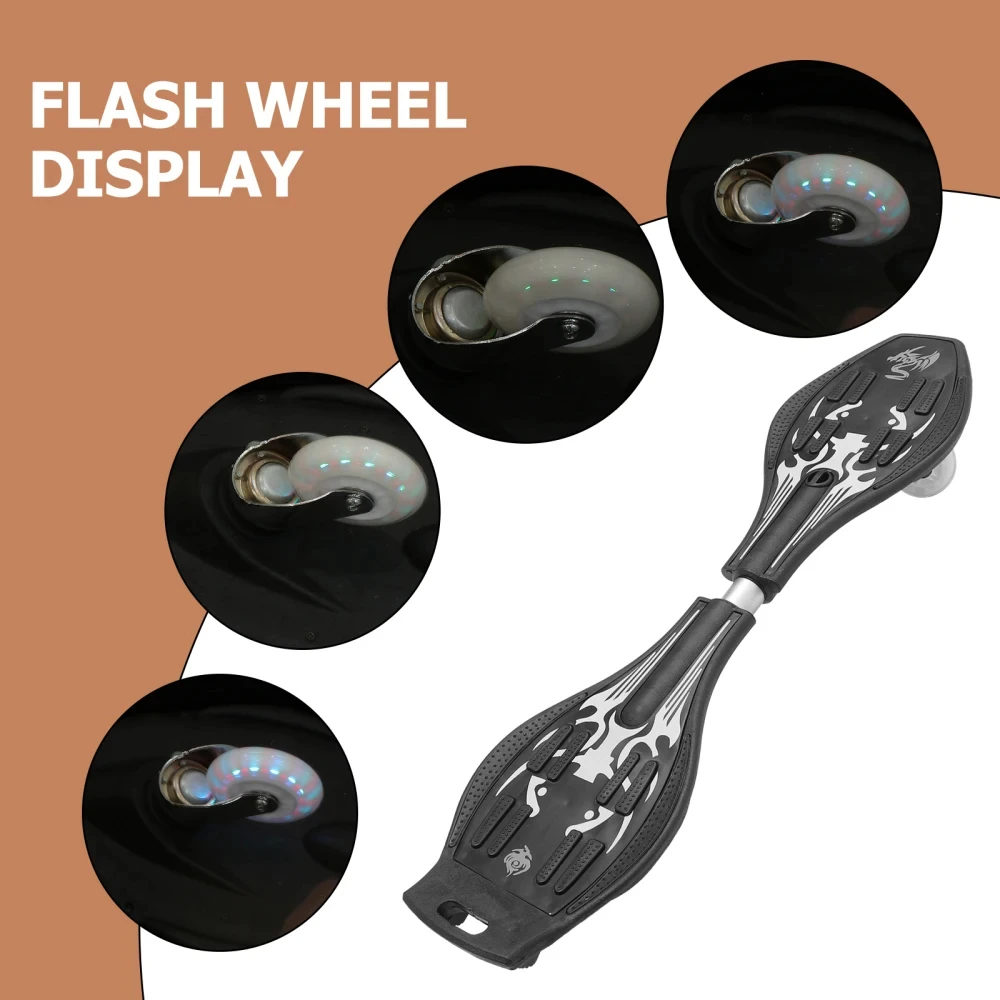 Glitter Wheel Caster Board Skateboard Teenager Two-wheeled Flash Wheel Twisting Skateboard for Beginner Black