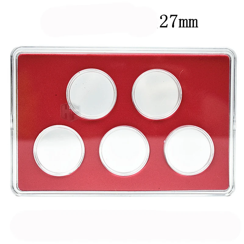 Fit 27mm 30 Coin Capsule Box Round Holder Plastic Transparent Display Case Protect Airtight Collection Storage