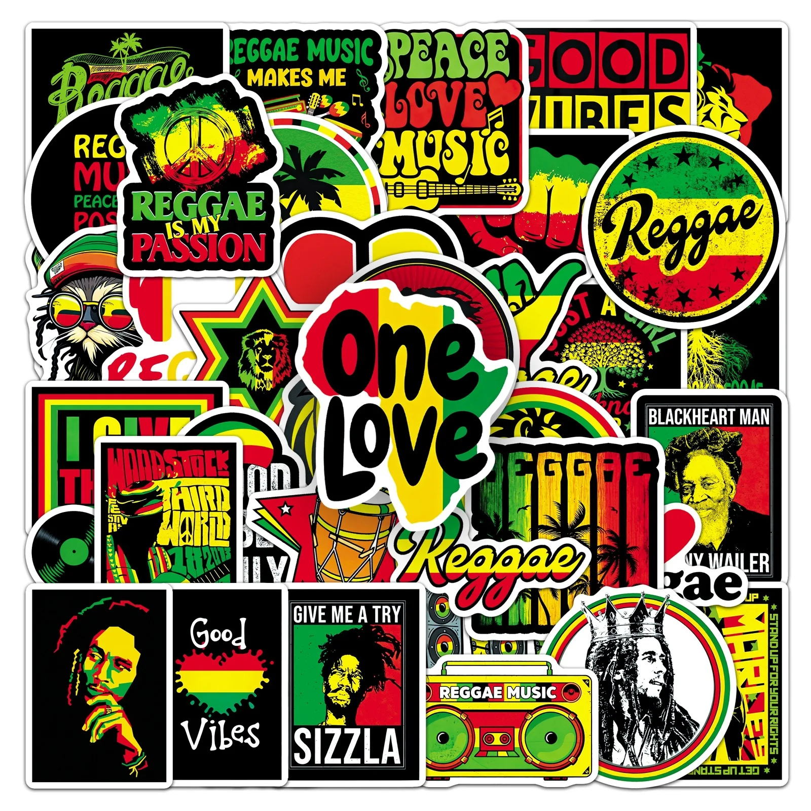 10/50PCS Reggae Style Stickers Jamaican Pop Music Element Graffiti Decoration Notebook Mobile Guitar Refrigerator Toys Decals