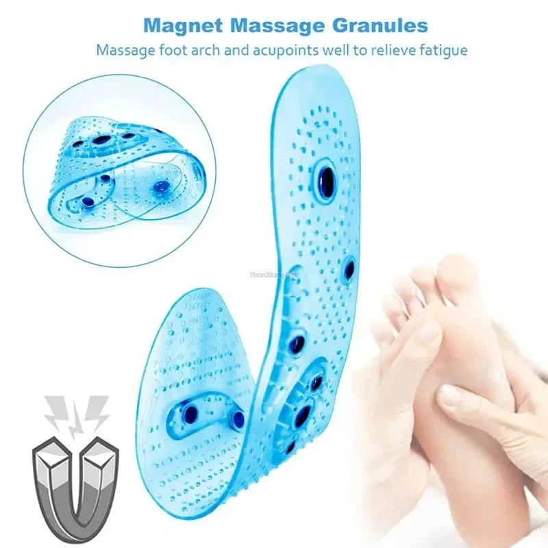 Магнитные массажные стельки для мужчин и женщин, силиконовые, для лечения стопы, снижения веса и боли