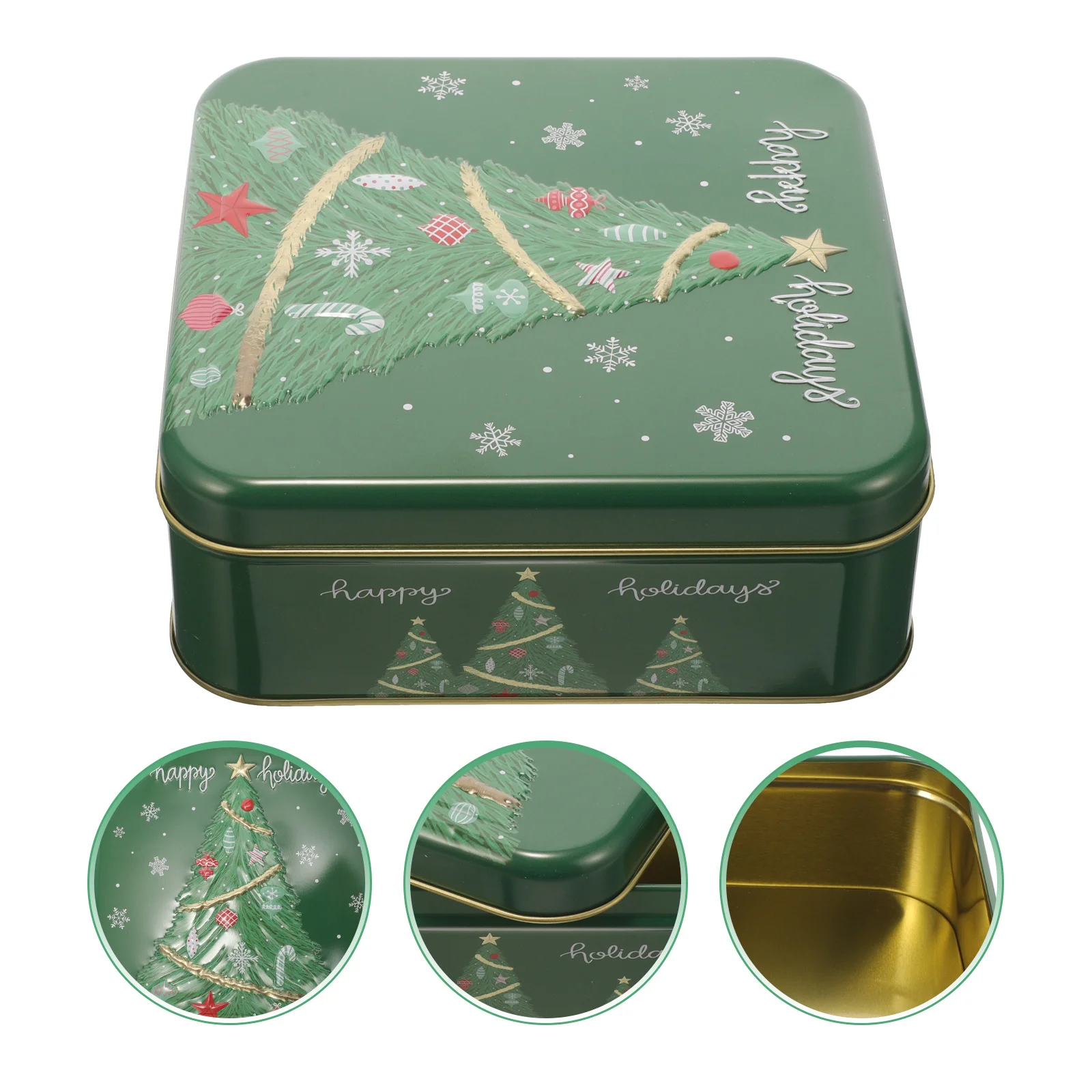 

Christmas Gift Tin Box Festive Cookie Storage Container Airtight Metal Candy Jar For Chocolate Biscuits Christmas Cookie