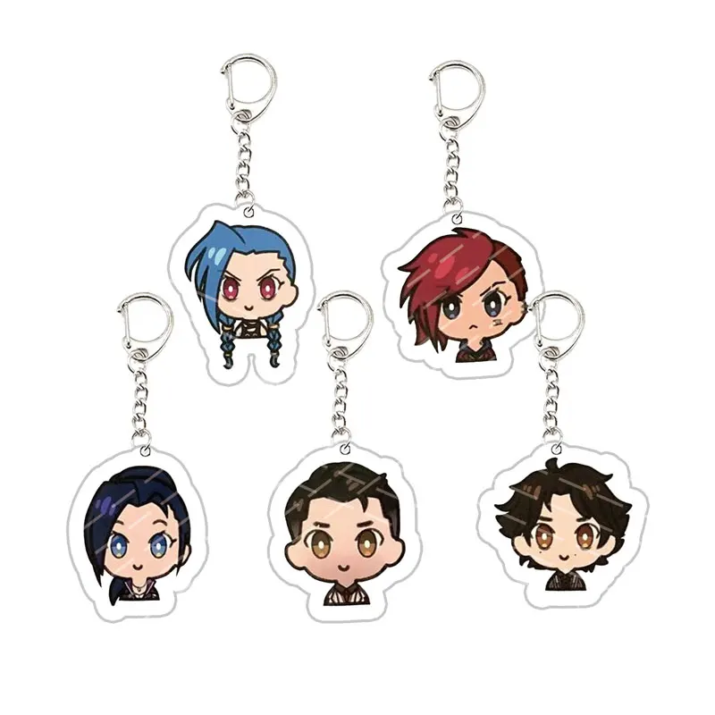 Acrylic Arcane Jinx Vi Caitlyn Ekko Viktor Keychain KeyRing for Accessories Bag  Arcane Pendant Keyring Key chain Fans Gifts