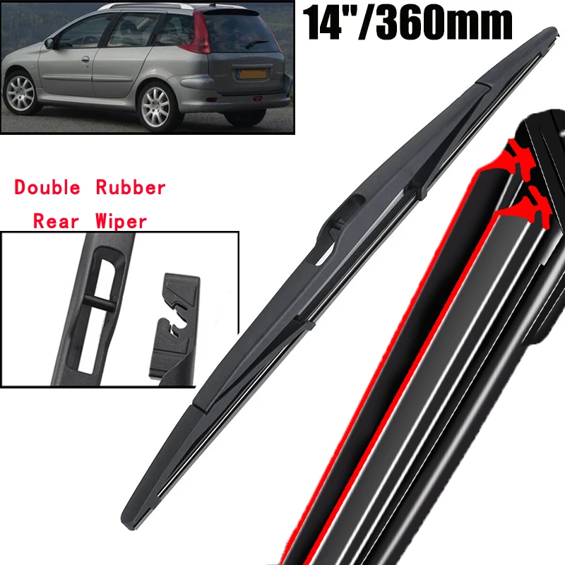 

Car Wiper 14" Rear Wiper Blade For Peugeot 206 SW Estate 2002 - 2006 Windshield Windscreen Clean Tailgate Window Rain Brush