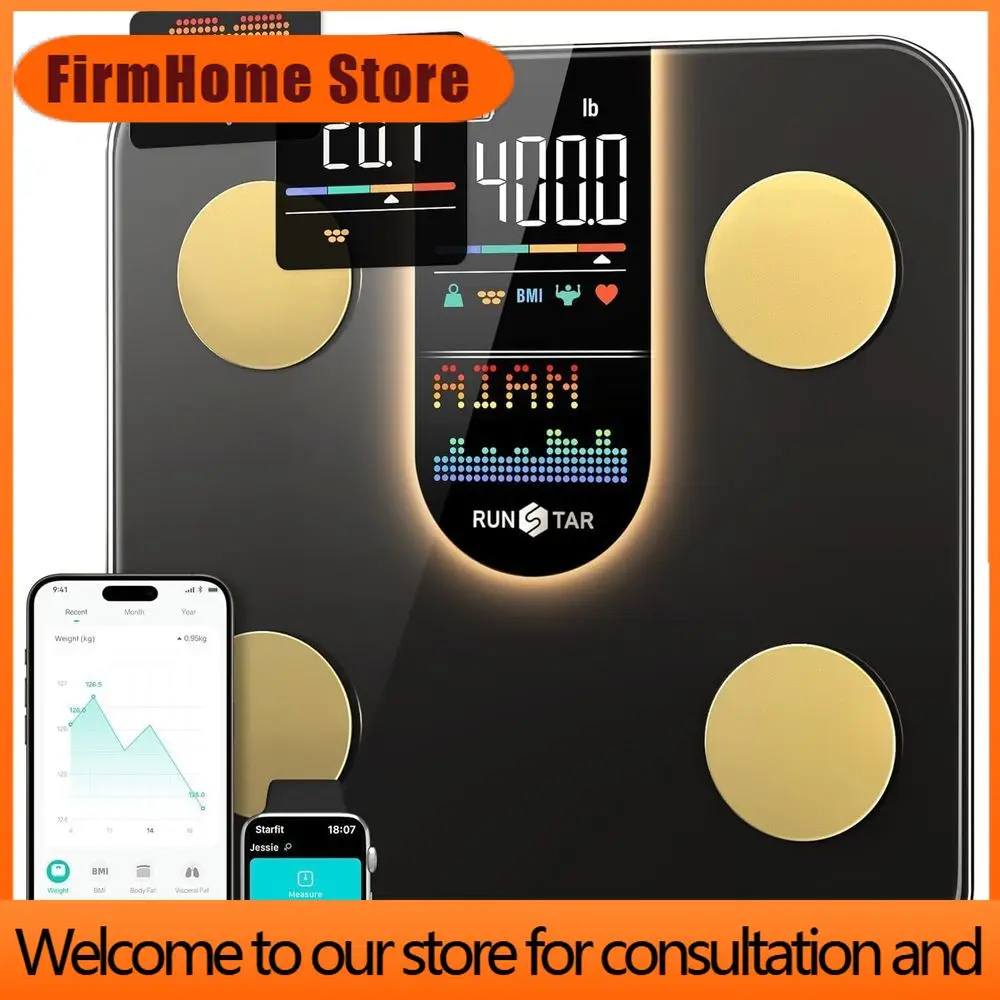 FirmHome Store8-in-1 VA Display Smart Scale: High Precision Digital Bathroom Scale For Body Weight, Heart Rate, BMI, Body Compos