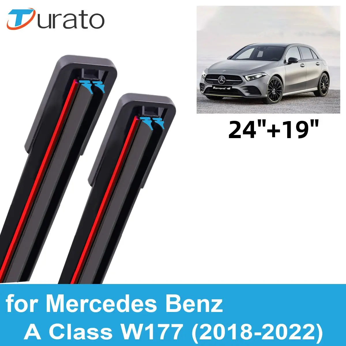 2PCS Car Wiper Blades for 2018-2022 Mercedes Benz A Class W177 Front Windscreen Windshield Double Rubber Car Accessories 2022